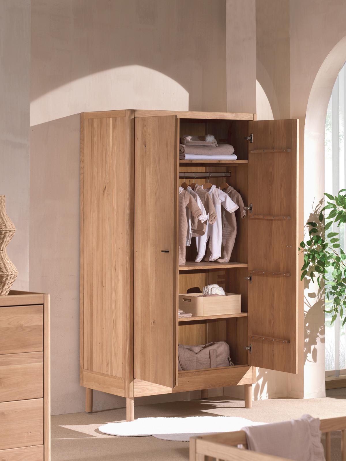 Drehtürenschrank FORREST Naturfarben - Schwarz/Naturfarben, MODERN, Holz/Metall (100/190/55cm) - Vipack
