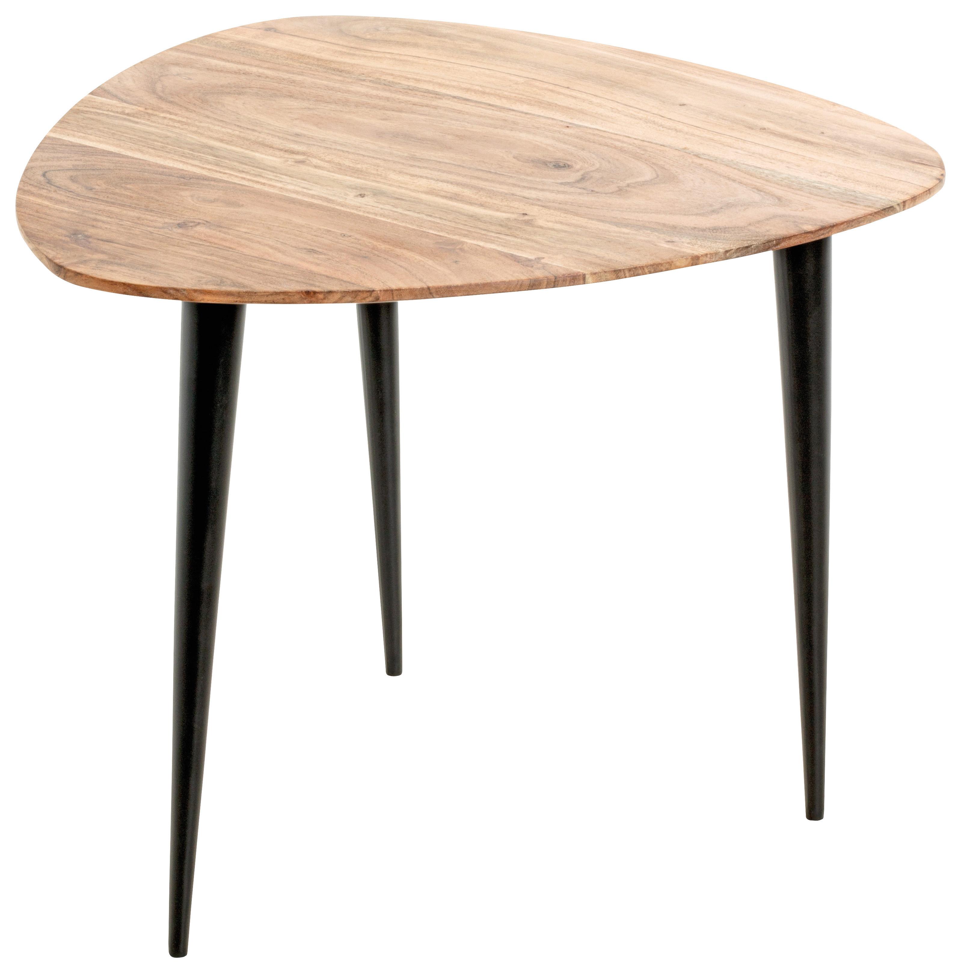 STOLIK BOCZNY KALKUTTA - kolor akacjowy/czarny, Konventionell, metal/drewno (55/55/46cm)