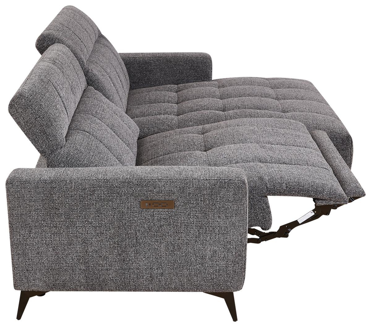 Wohnlandschaft Milano Graphitfarben - Graphitfarben/Schwarz, Modern, Holz/Textil (254/82-105/177cm) - Based