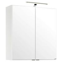 Spiegelschrank Siena mit LED ca. 60x65x20 cm 2-türig Weiß - Chromfarben/Weiß, MODERN, Holzwerkstoff/Metall (60/65/20cm) - Held