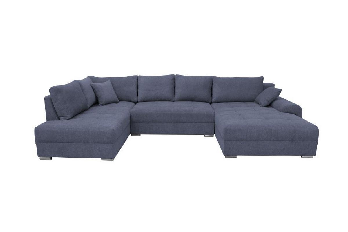 Kutna Garnitura Senso - tamno plava/boje kroma, Moderno, tekstil/drvo (197/346/183cm) - Modern Living