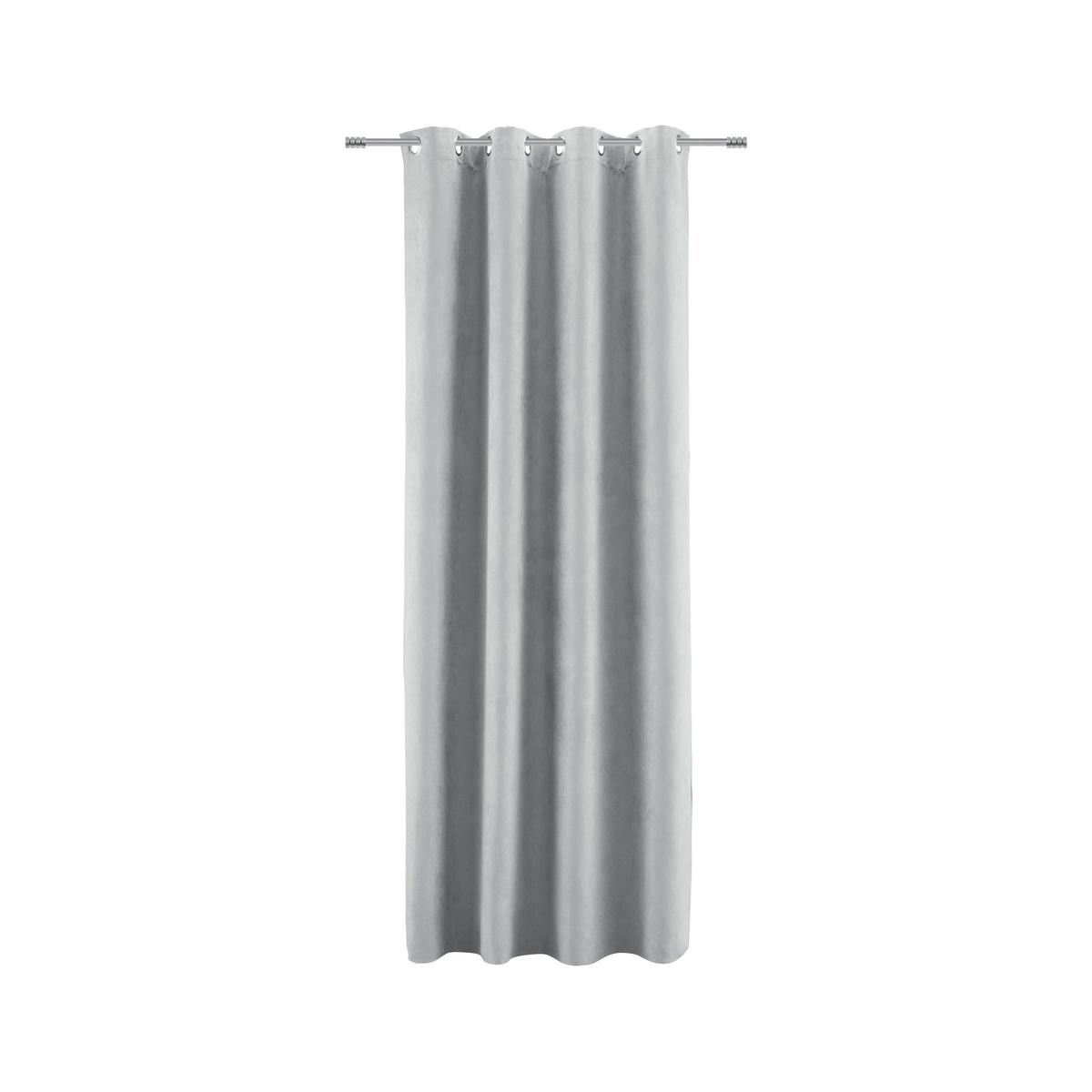 Perdea inele capsă Velours - gri, Konventionell, textil (140/245cm) - Modern Living