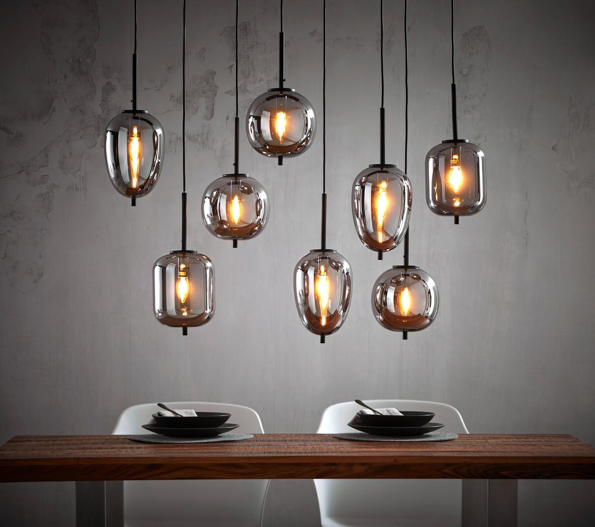 LAMPA WISZĄCA 15345-8LU BLACKY - czarny, Design, metal/szkło (94/34/120cm) - Dieter Knoll