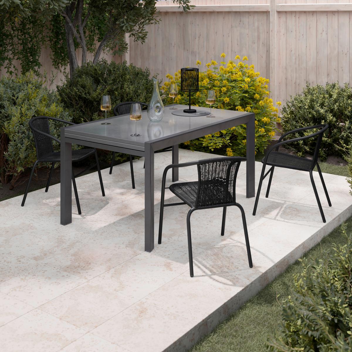 Gartenstuhl Amora 1 Schwarz - Schwarz/Grau, Basics, Kunststoff/Metall (52/72/61cm) - Mömax