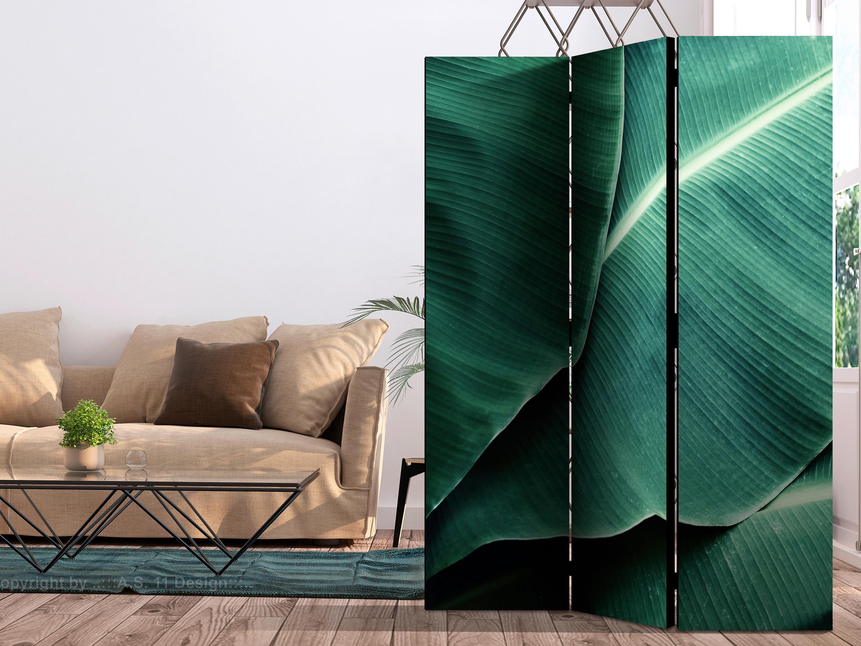 Paravan Paravent, 3-Delni, Enostranski - metino zelena/temno zelena, Basics, tekstil/les (135/172/3cm) - artgeist