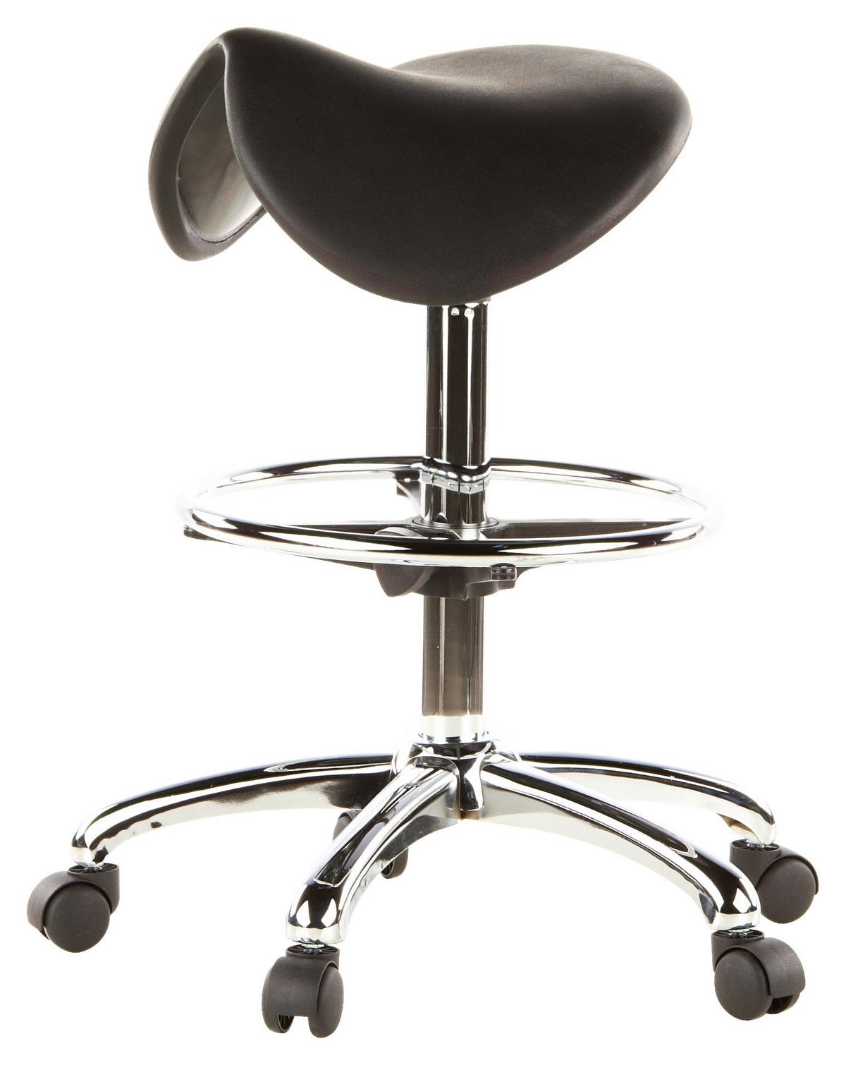 Bürohocker Top Work 13 Schwarz/Chromfarben - Chromfarben/Schwarz, MODERN, Kunststoff/Metall (62/60/62cm) - MID.YOU
