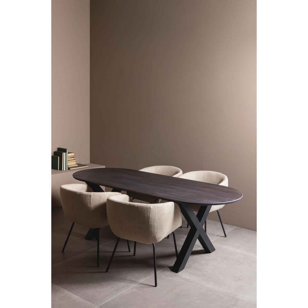 Armlehnstuhl Leon Naturfarben B: 61cm - Schwarz/Naturfarben, Design, Textil/Metall (61/77/63cm) - Livetastic