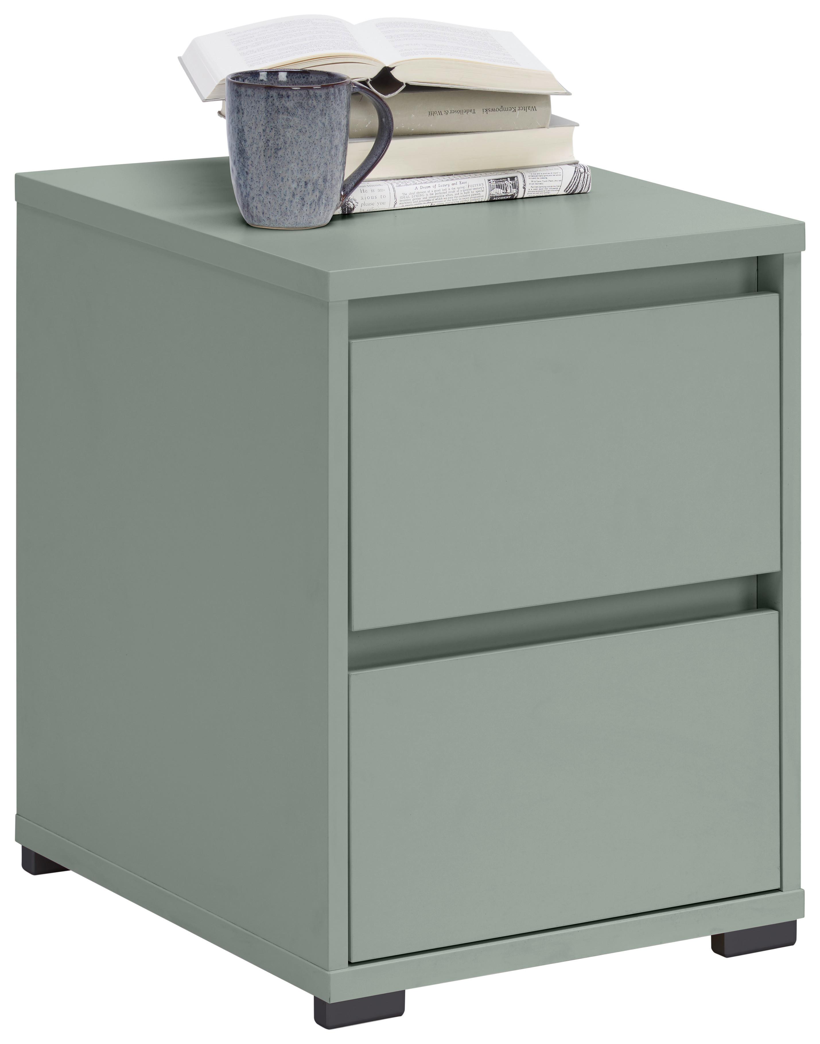 SZAFKA NOCNA LINE - antracytowy/szarozielony, Design, materiał drewnopochodny/tworzywo sztuczne (40,1/54,8/48cm) - Carryhome
