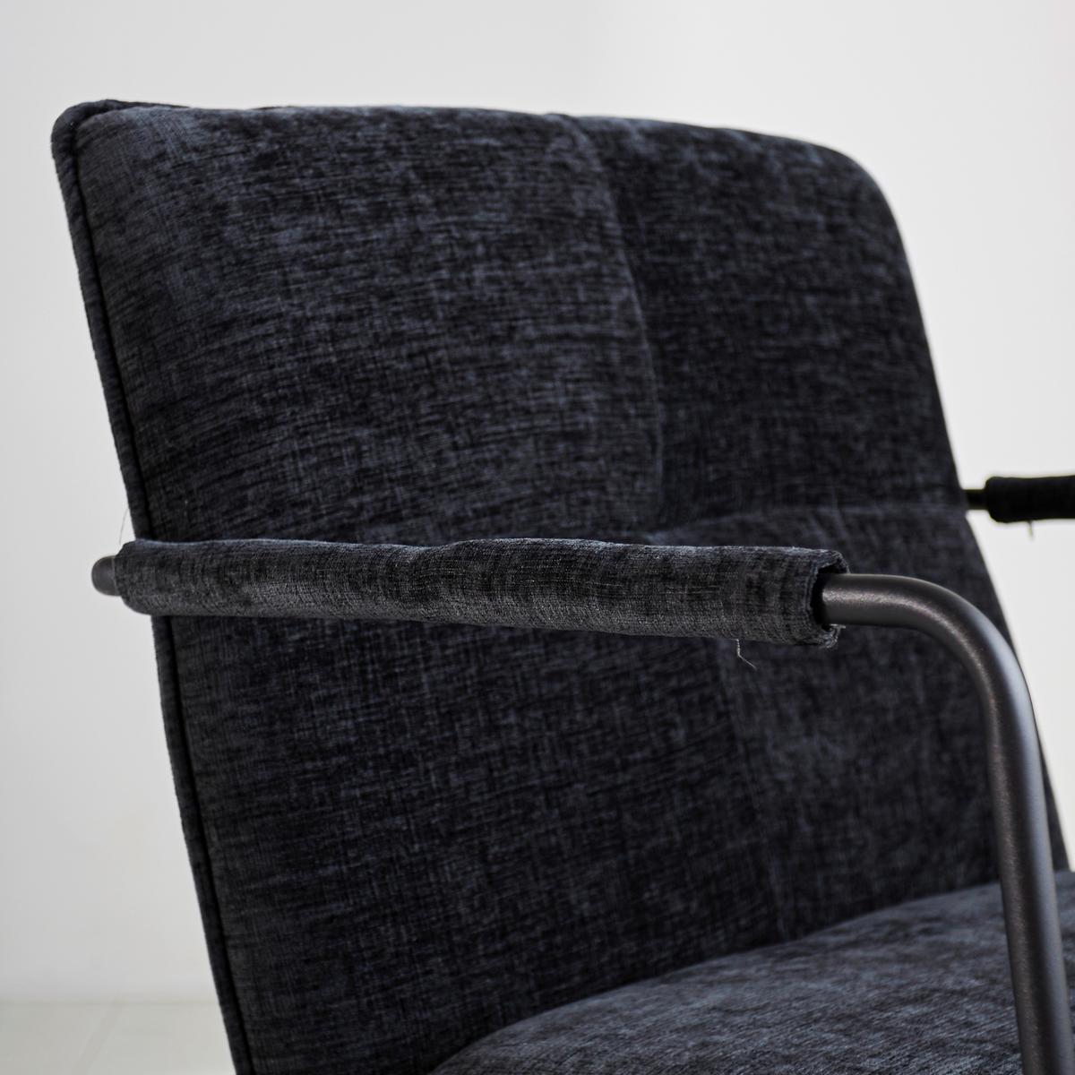 Naslanjač Bilbao, Črna - črna, Moderno, kovina/tekstil (65/80/68cm) - MID.YOU