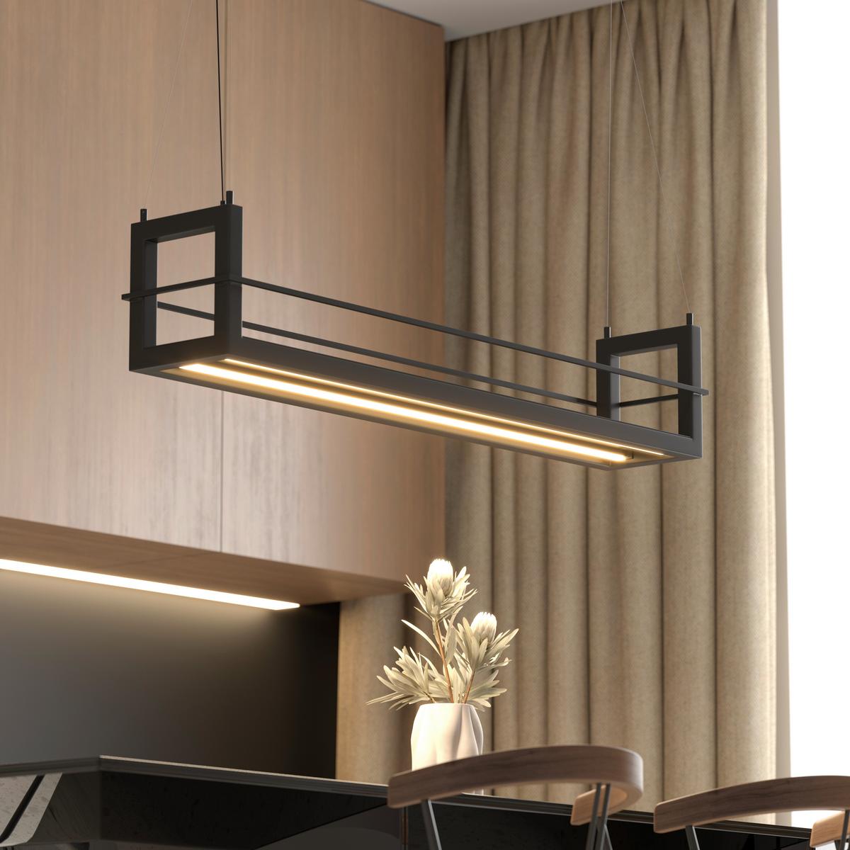 LAMPA WISZĄCA LED BURY *SBN* - czarny, Design, metal (118/22/150cm) - Novel