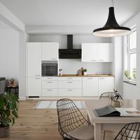 Küchenblock Touch High m. Geräten Weiß - Edelstahlfarben/Eichefarben, MODERN, Holzwerkstoff/Metall (330cm) - Nobilia