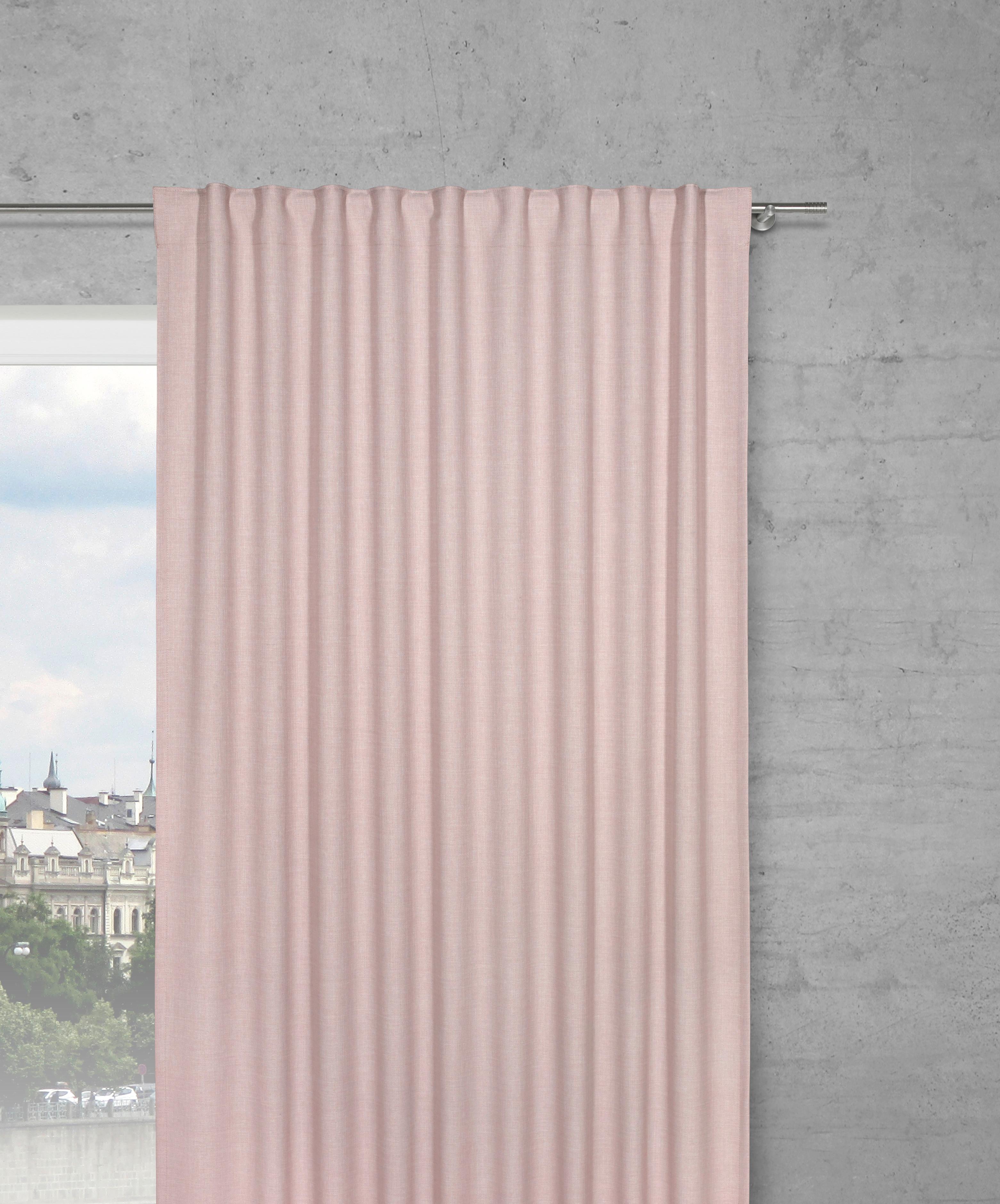LOFT LIVING Synergy Vorhang Aus Kunstleinen, Blumenmuster, 132 X 160 Cm, Rosa – Durchscheinend, Mit Ösenleiste