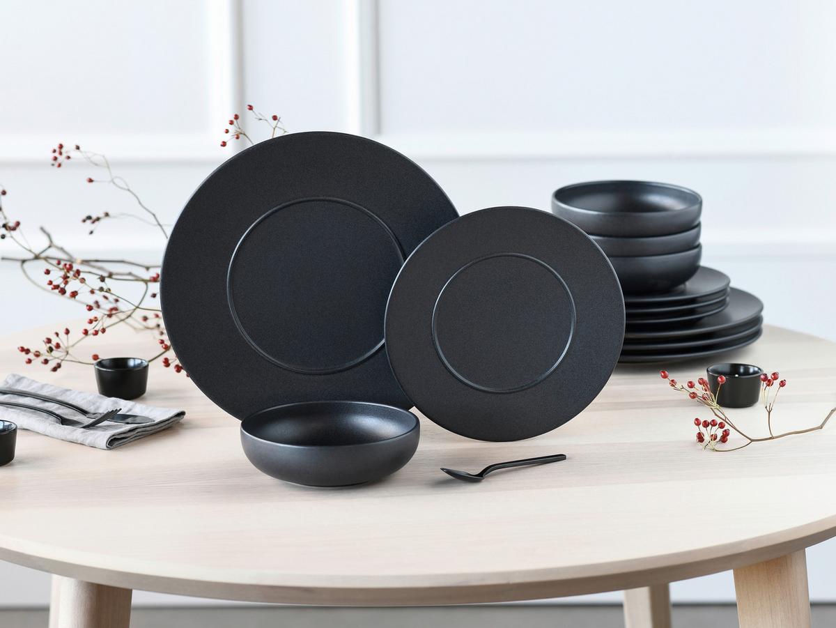 Jedilni Servis Unico Black, 12-Delni - črna, Basics, keramika - Creatable