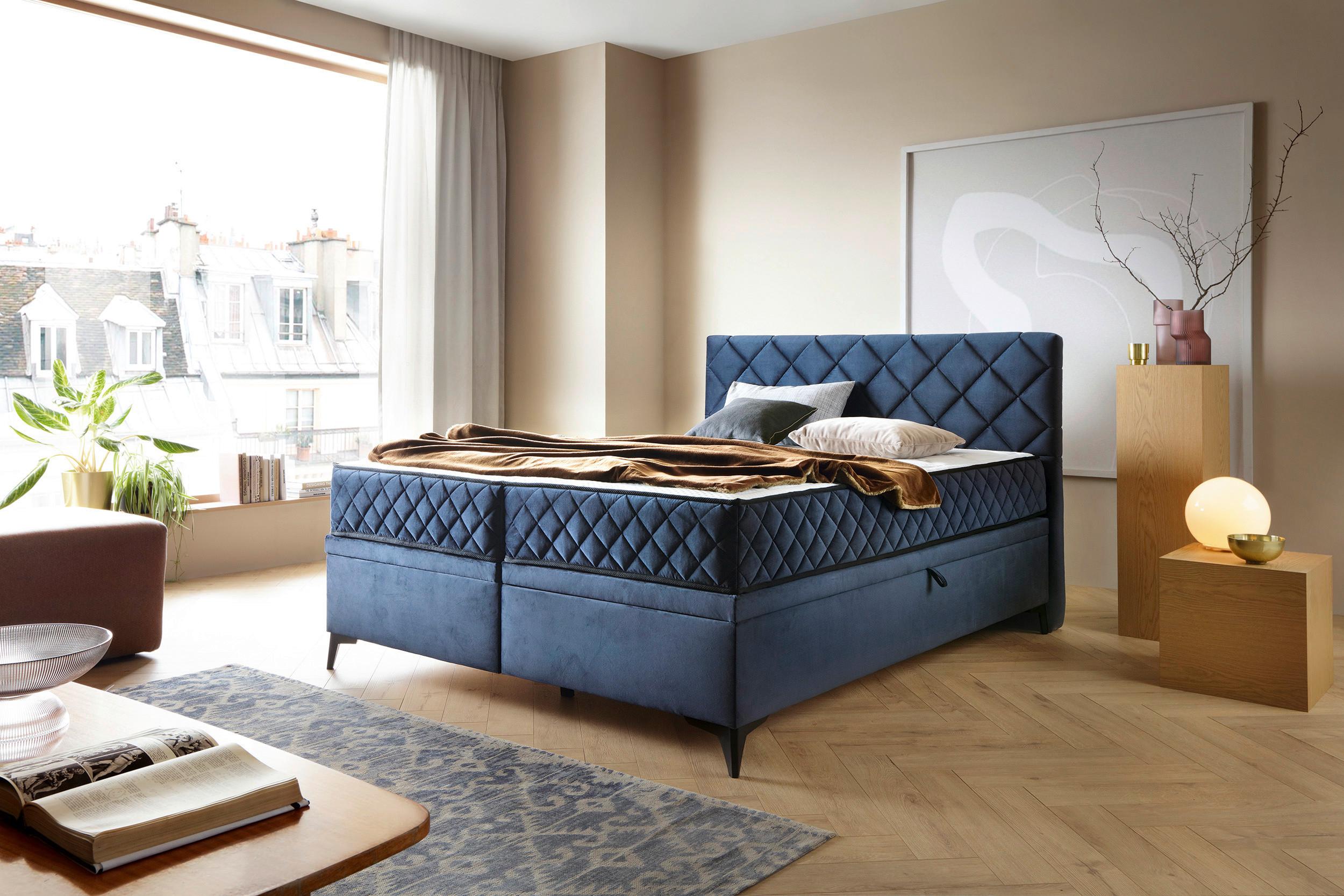 Box Krevet Smart - tamno plava/crna, Moderno (160/200cm) - Premium Living