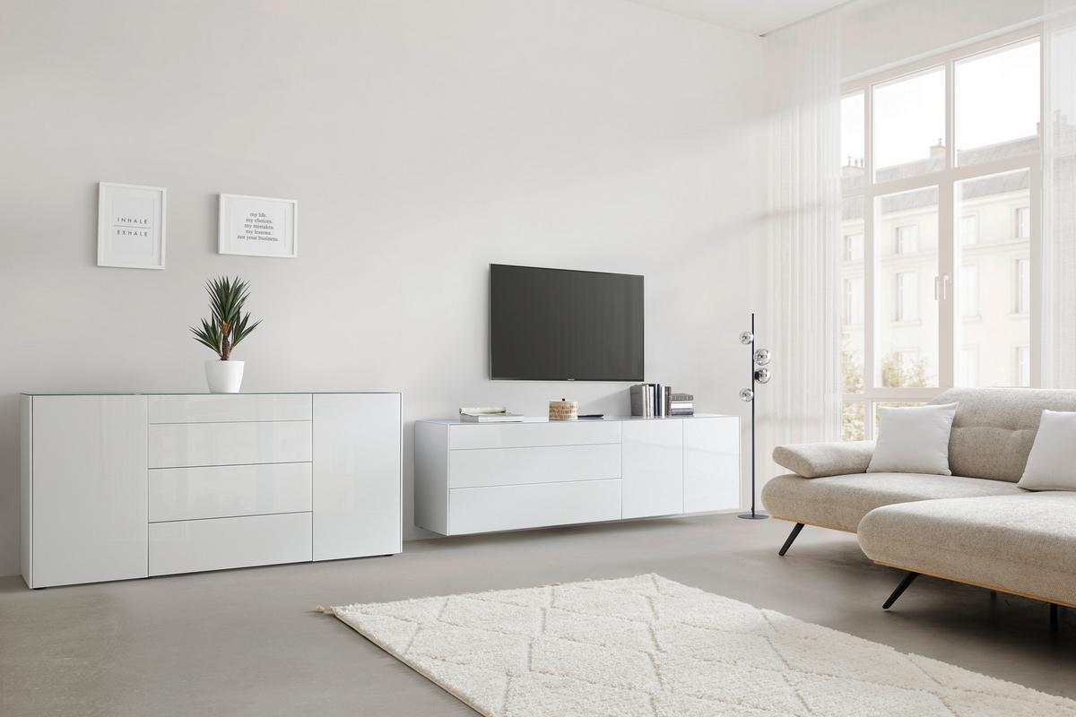 Sideboard Silverstone Grau - Schwarz/Grau, MODERN, Glas/Holzwerkstoff (179/89/42cm) - Premium Living