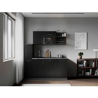 Küchenblock Oliver m. Geräten Schwarz - Schwarz/Grau, Trend, Holzwerkstoff/Metall (175cm) - Respekta