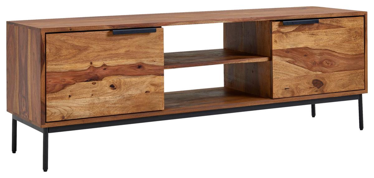 Komoda Wohnling, Pravi Les - črna/barve indijskega rožnega lesa, Design, kovina/les (147/51/38cm) - MID.YOU