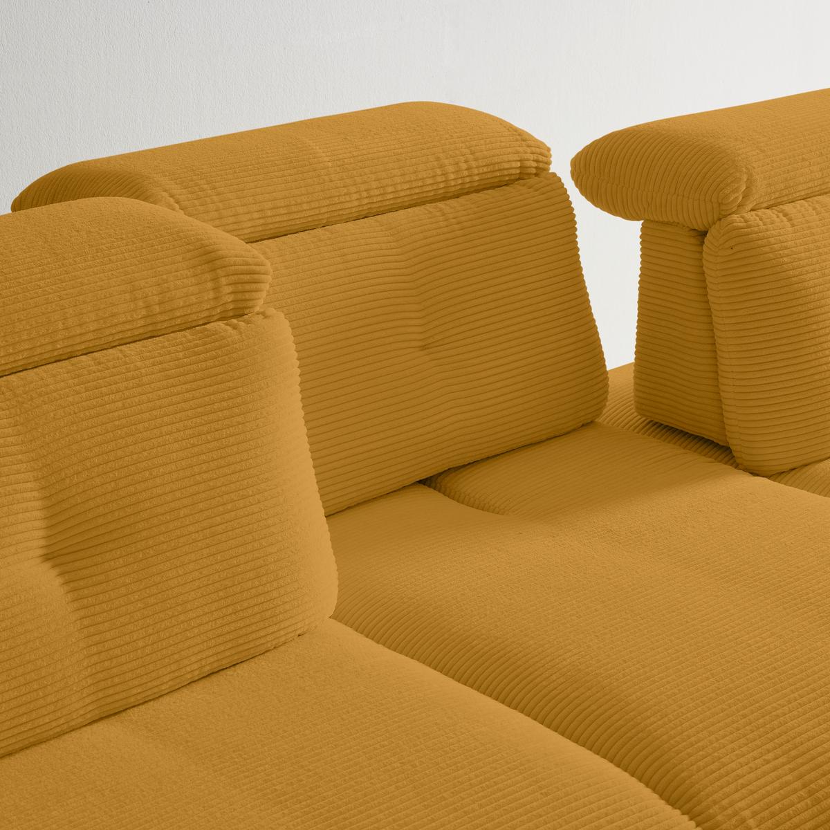 Wohnlandschaft Seattle Senfgelb - Senfgelb/Schwarz, MODERN, Holzwerkstoff/Textil (196/87-107/301cm) - Premium Living