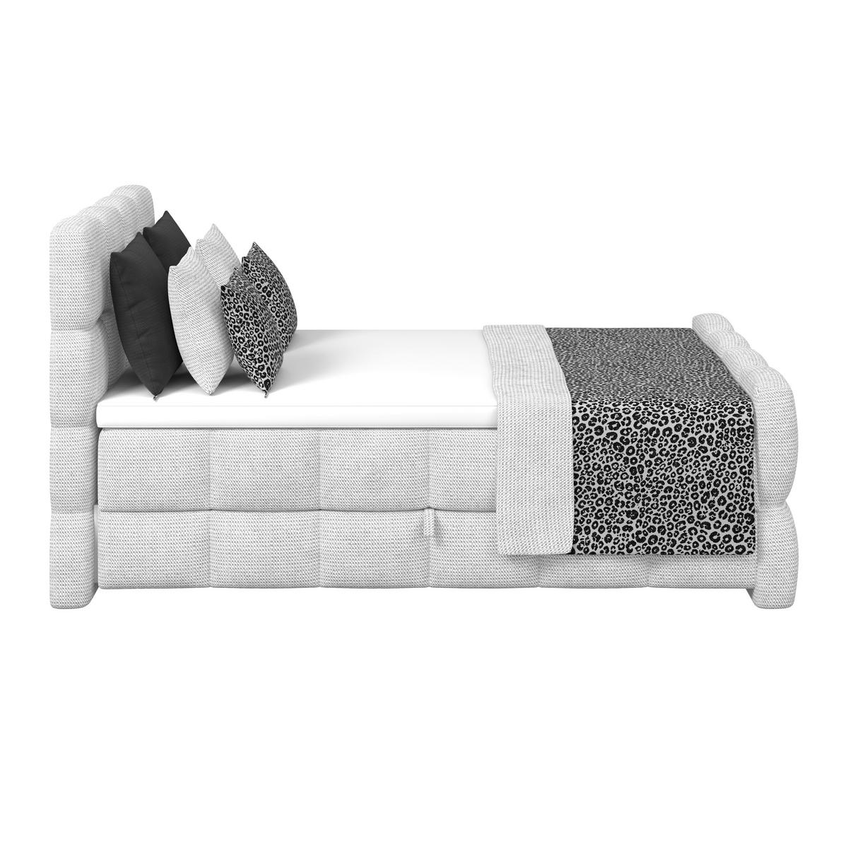 Postelja Boxspring Brisbane, Sivobela, 140x200 - črna/sivobela, Trend, kovina/umetna masa (140/200cm) - Premium Living