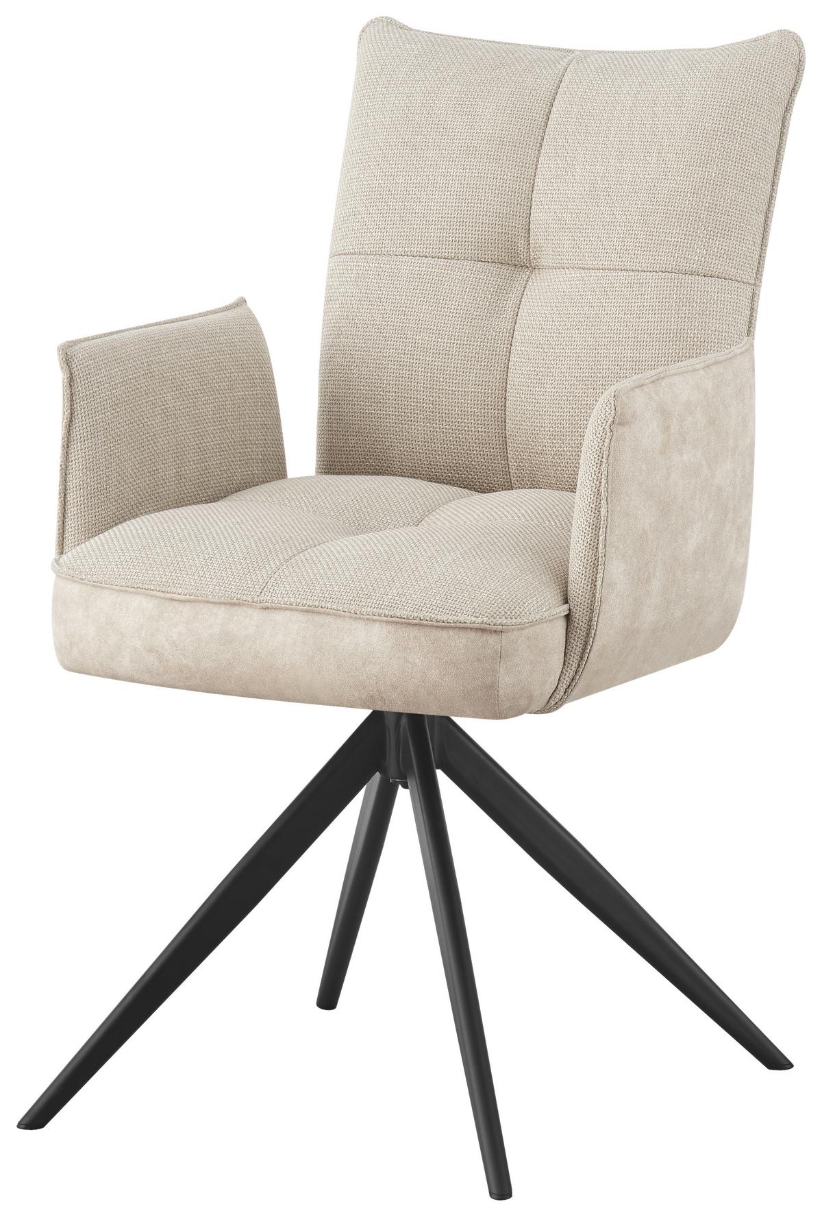 Armlehnstuhl Maya Beige - Beige/Schwarz, MODERN, Textil/Metall (59/89/65cm) - Premium Living
