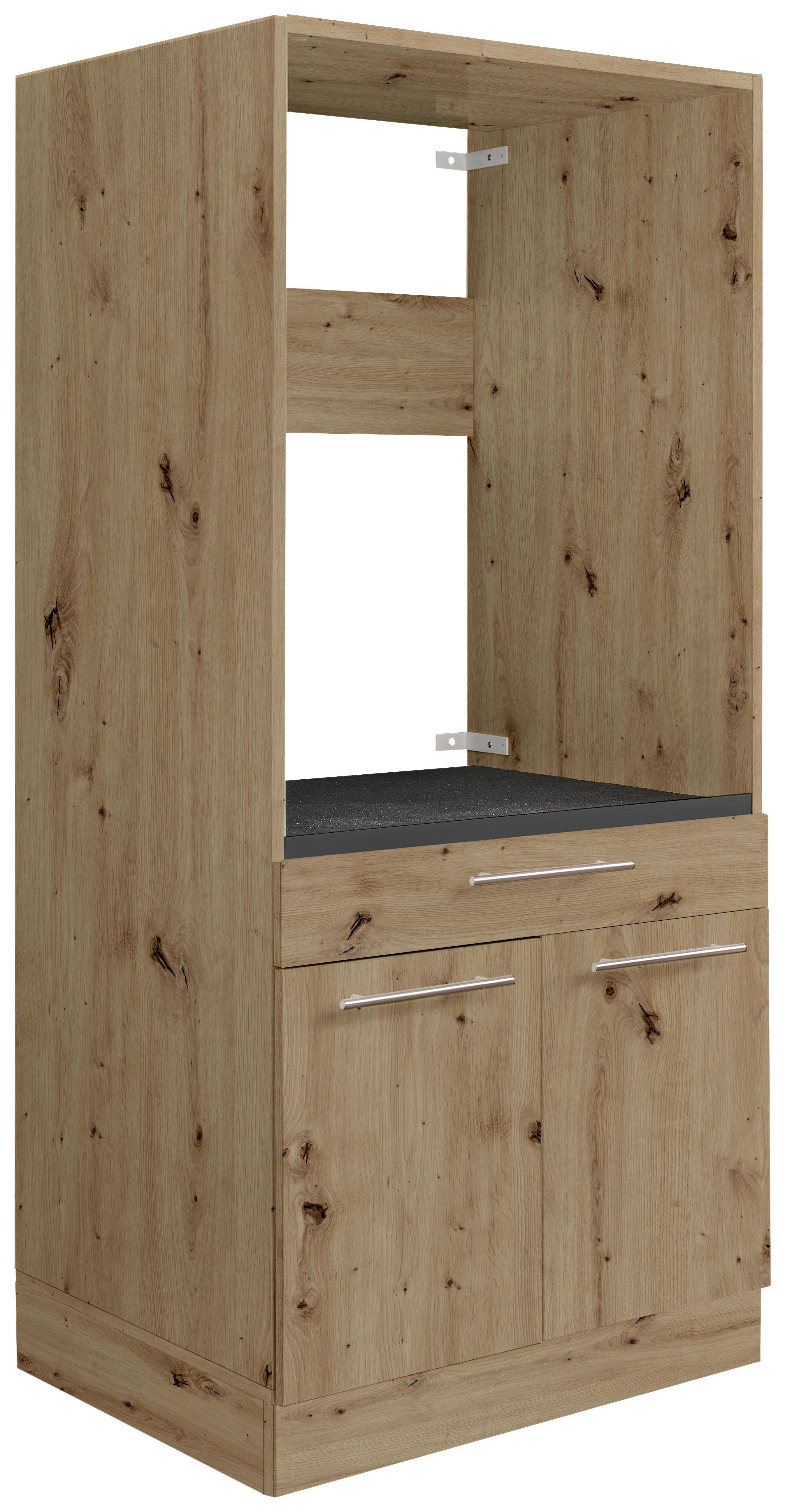 Waschmaschinenverbau Aileen in Eiche Artisan - Silberfarben/Schwarz, KONVENTIONELL, Holzwerkstoff/Kunststoff (67,5/162/67,5cm) - Mömax
