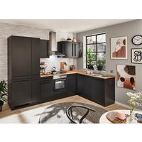 Eckküche Jazz mit Geräten ca.310x175cm Schwarz - Eichefarben/Schwarz, LIFESTYLE, Holzwerkstoff/Kunststoff (310/175/60cm) - P & B