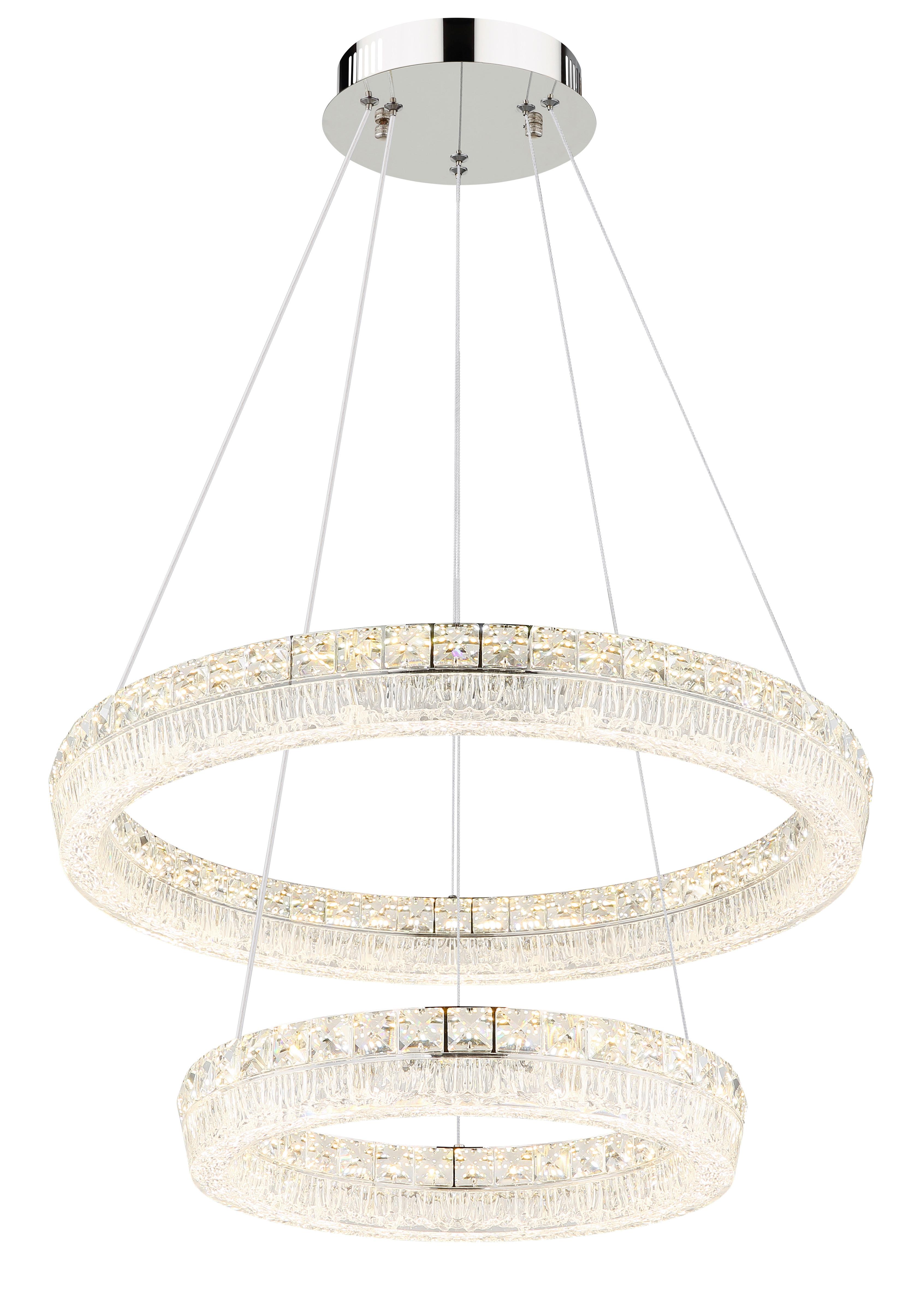 Led Viseća Svjetiljka Laurel - prozirno/boje kroma, Design, staklo/metal (60/120cm) - Globo