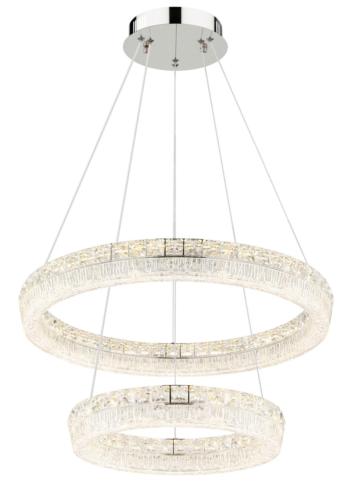 Led Viseća Svjetiljka Laurel - prozirno/boje kroma, Design, staklo/metal (60/120cm) - Globo