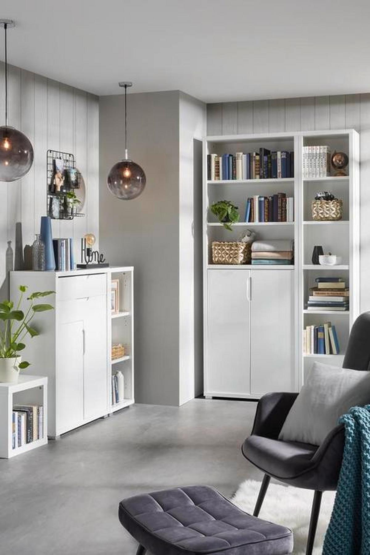 Regal in Weiss Hochglanz - Silberfarben, Modern (43/112/36cm) - Mömax