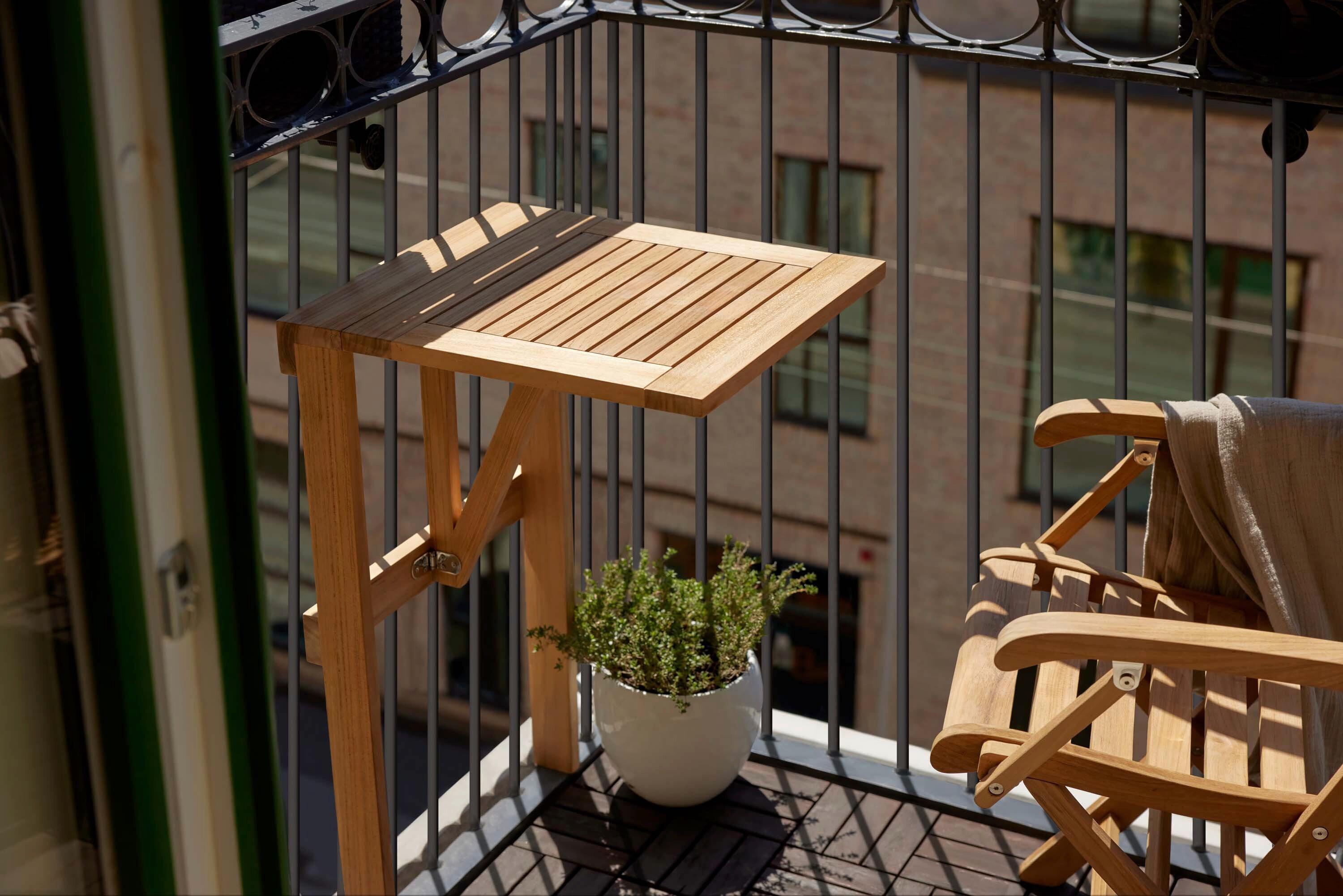 Balkonklapptisch aus Holz ca. 45x49 cm Teak massiv - Teakfarben, Natur, Holz (45/49/75cm) - Gardenson