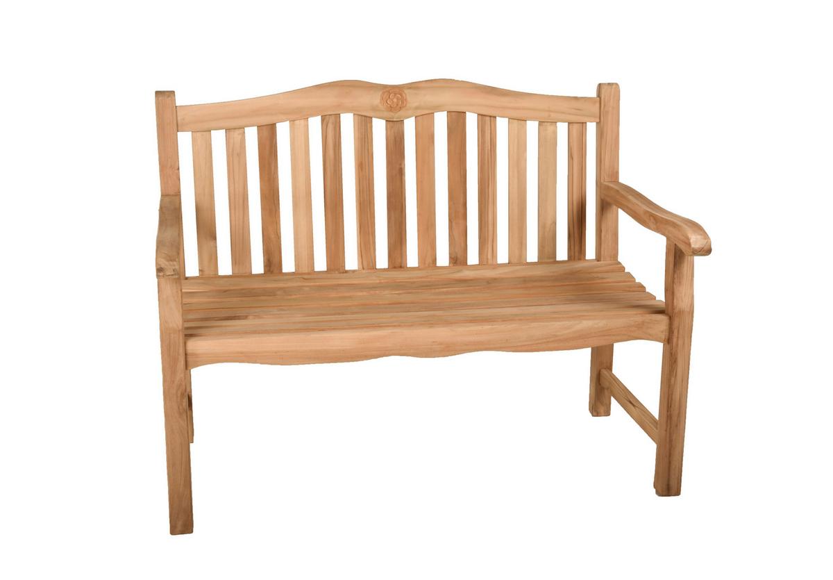 Gartenbank Romang ca. 120x92x63 cm Teak - Naturfarben, Basics, Holz (120/92/63cm) - Gardenson