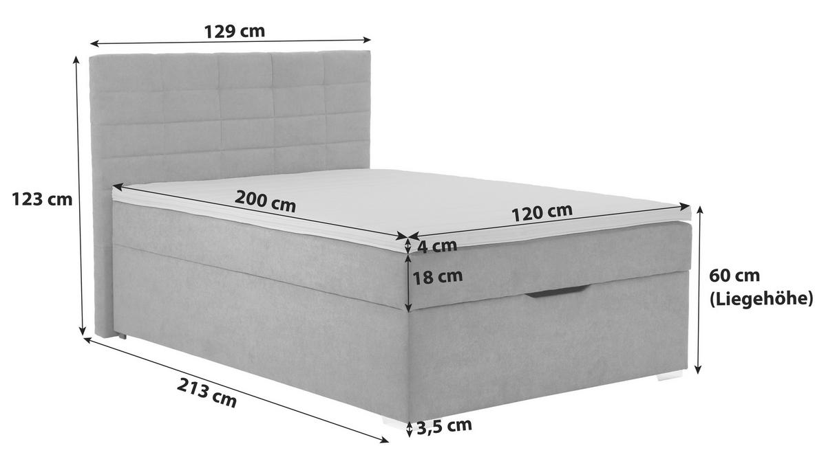 Tapecirani Krevet Adria - boje grafita/boje kroma, Konvencionalno, tekstil/drvo (120/200cm)