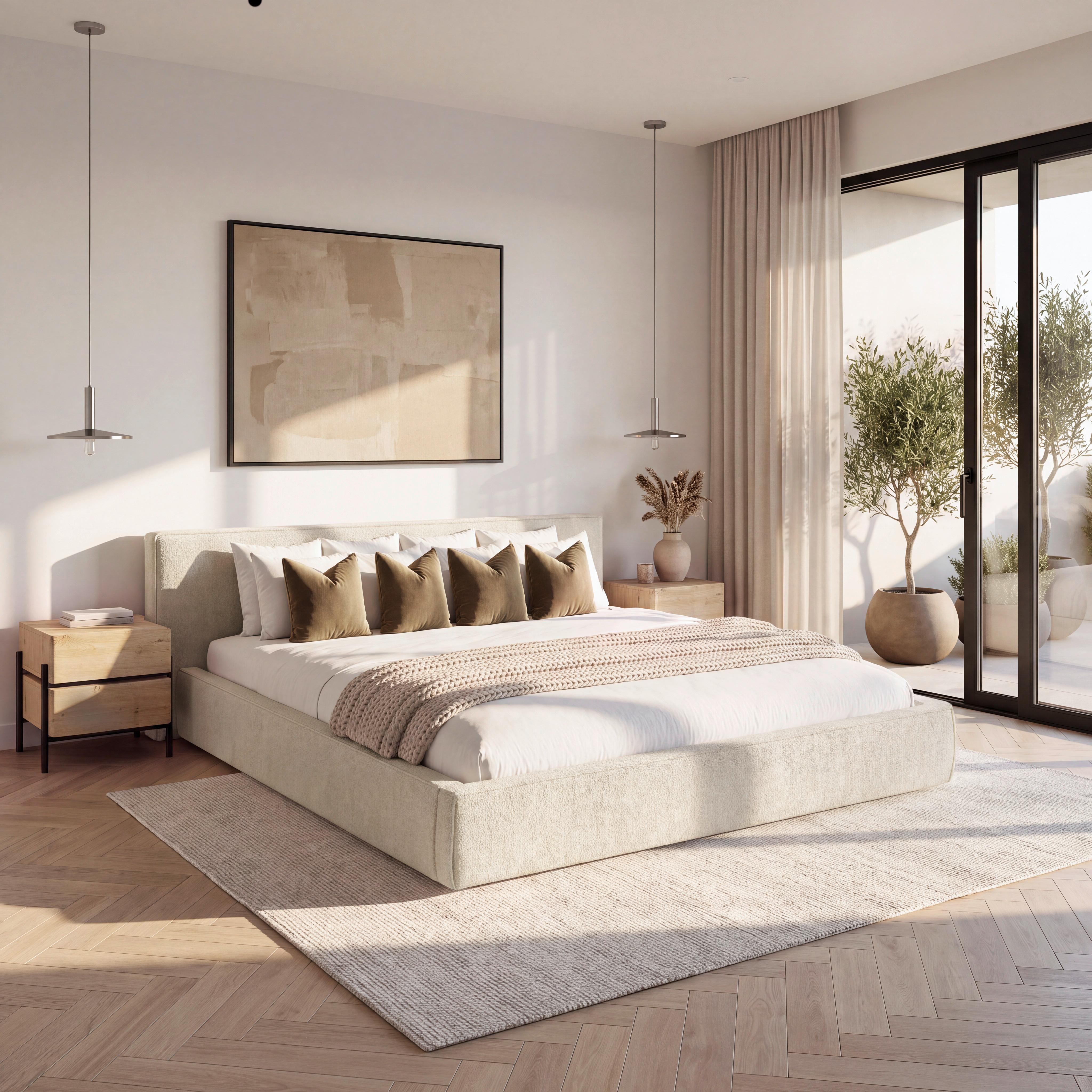 Familienpolsterbett Serena Elfenbein ca. 270x200 cm - Elfenbein/Schwarz, MODERN, Holz/Kunststoff (270/200cm) - Bessagi Home