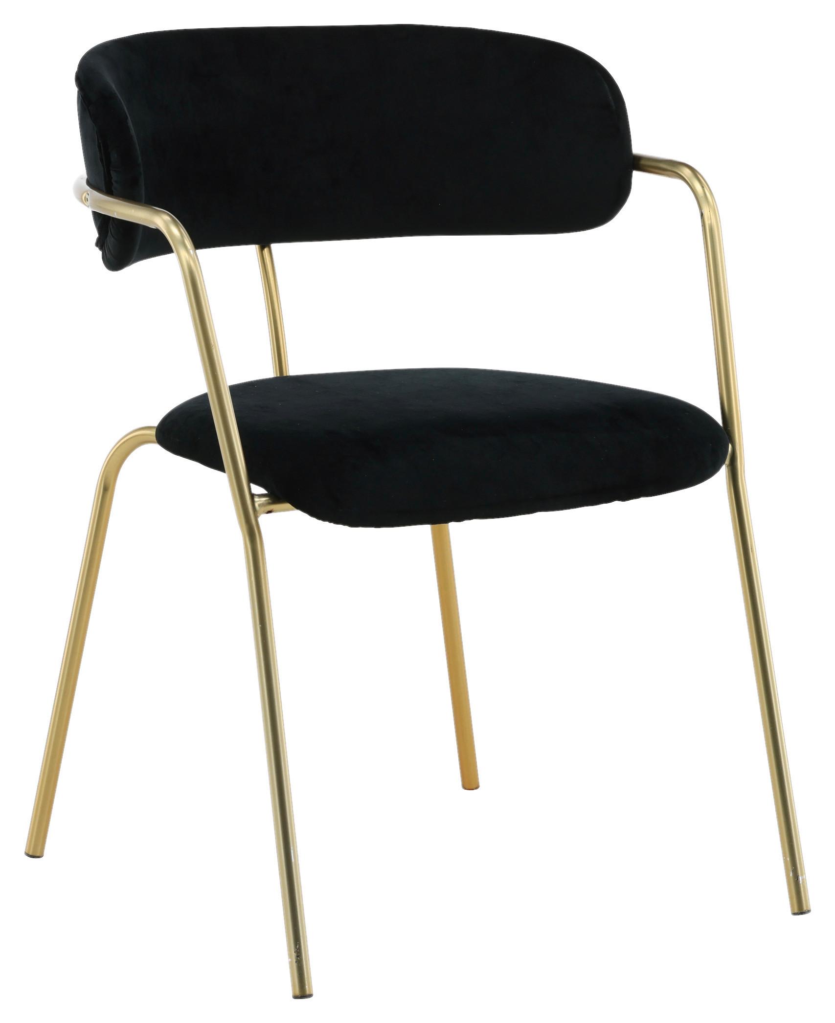 Stuhl-Set Arrow 2er-Set ca. 58x79 cm Samt Schwarz - Messingfarben/Schwarz, Design, Textil/Metall (58/79/61cm) - Livetastic