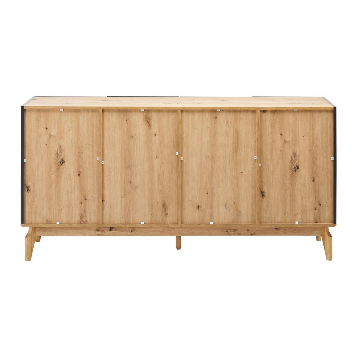 Sideboard Fosco Grau/Eichefarben MDF/Echtholz - Eichefarben/Grau, MODERN, Holz (160/80/40cm) - Bessagi Home