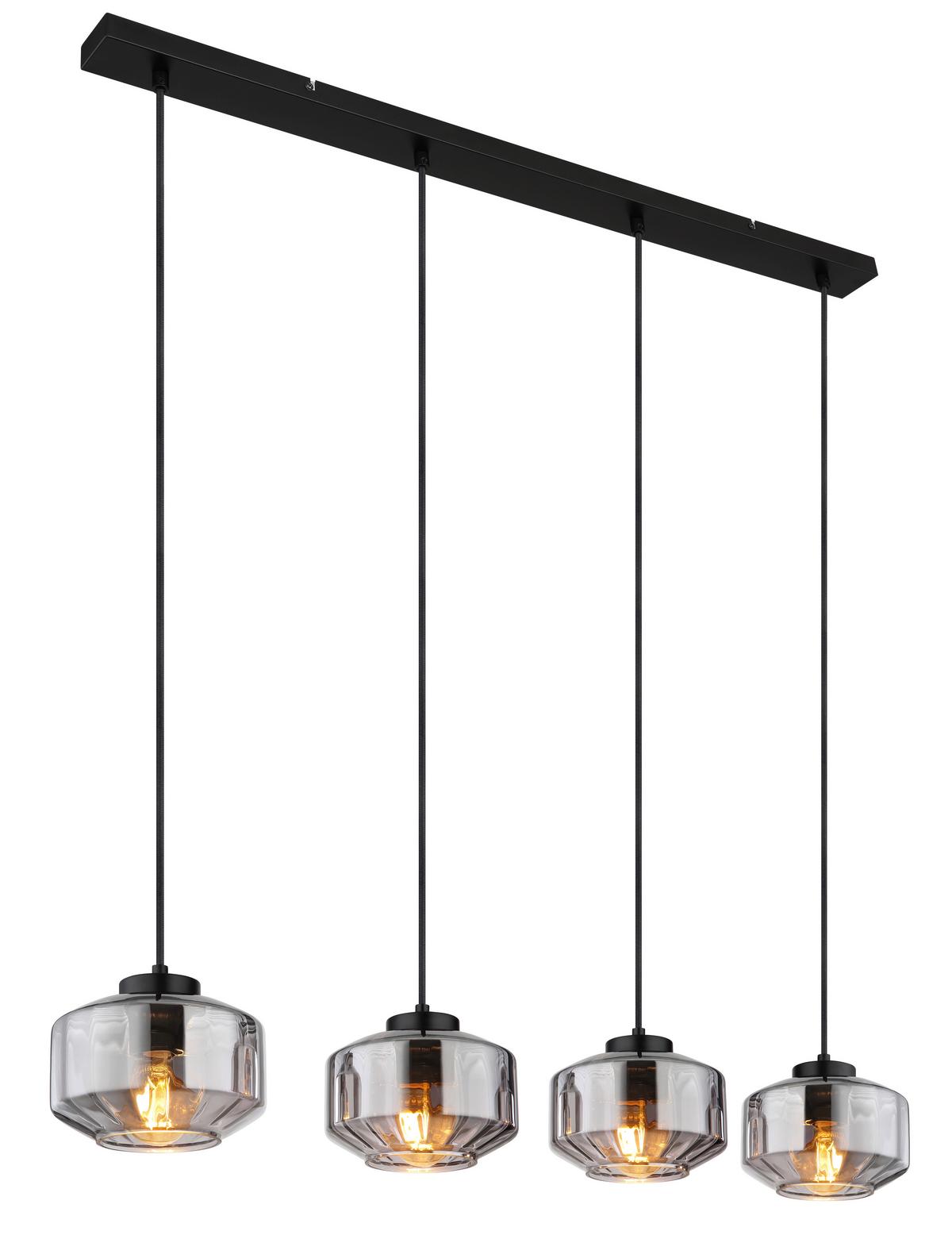 Hängeleuchte CHRISTIANA max. 40 Watt - Schwarz, Design, Glas/Metall (96/18/120cm) - Globo