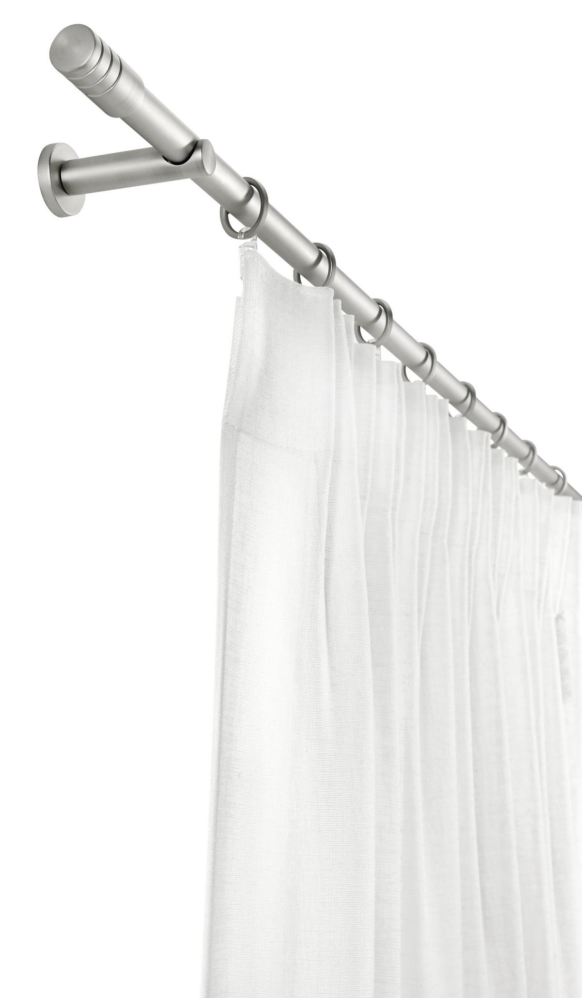 Vorhangstangenset Rillcube, ca. 280-400cm - Edelstahlfarben, Metall (210-400cm) - Premium Living