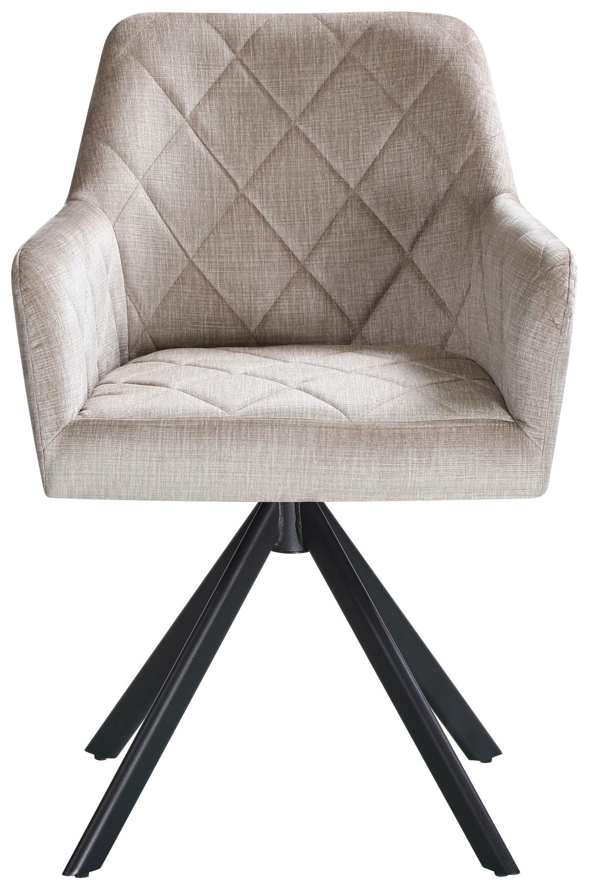 KRZESŁO Z PODŁOKIETNIKAMI POLO  -EXKLUSIV- - beżowy/czarny, Design, metal/tkanina (60/87/58cm) - Carryhome