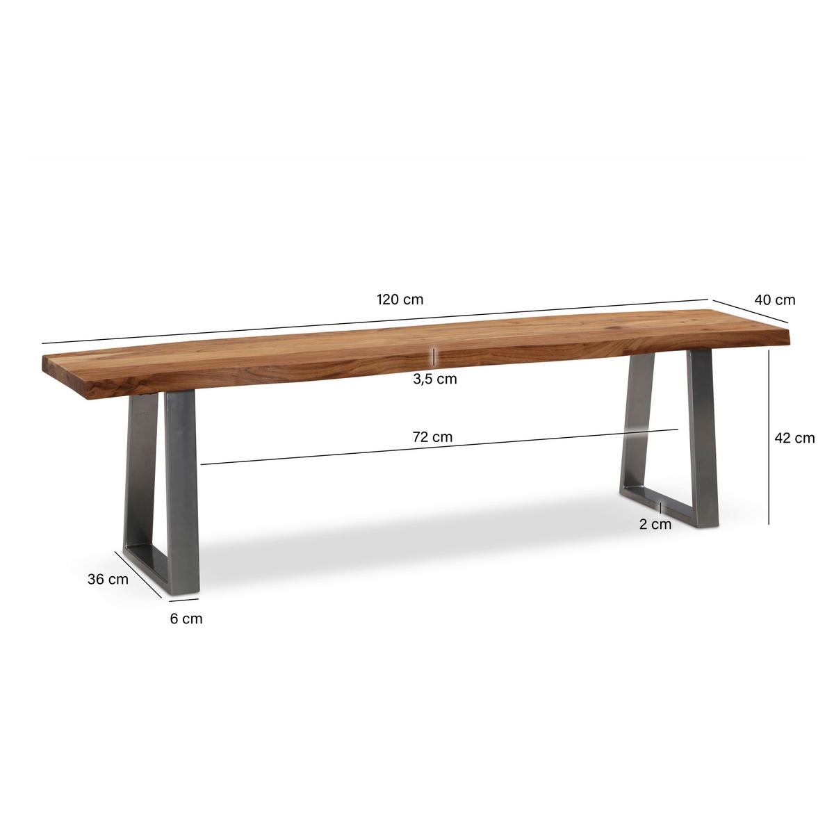 Klop Wl7.293 - barve kroma/barve akacije, Moderno, kovina/les (120/45,5/40cm) - MID.YOU