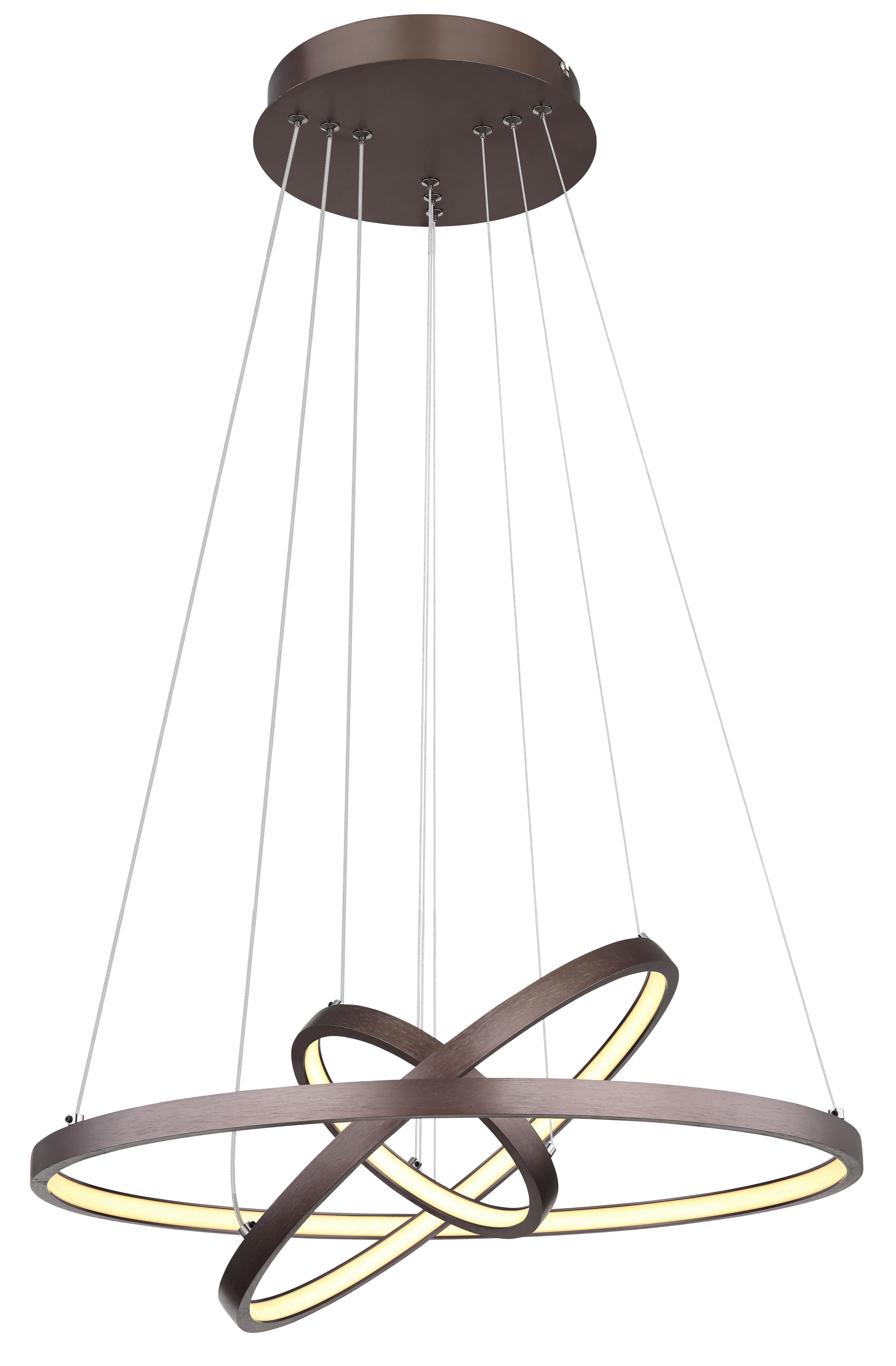 LED-Hängeleuchte Ralph Braun/Opal max. 57 Watt - Opal/Braun, Design, Kunststoff/Metall (51/120cm) - Globo