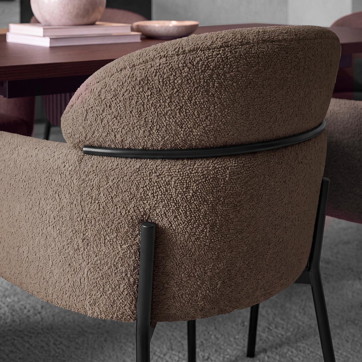 Armlehnstuhl Chloe Braun Webstoff Gepolstert - Schwarz/Braun, MODERN, Textil/Metall (62/79/59,5cm) - Bessagi Home