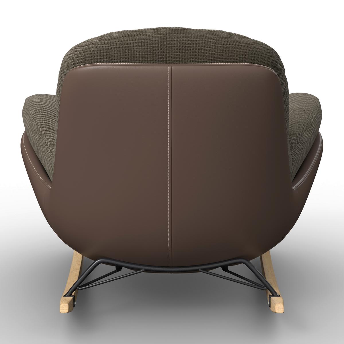 Schaukelsessel Elea Braun Lederlook/Chenille - Schwarz/Braun, MODERN, Holz/Textil (104/78/102cm) - Bessagi Home