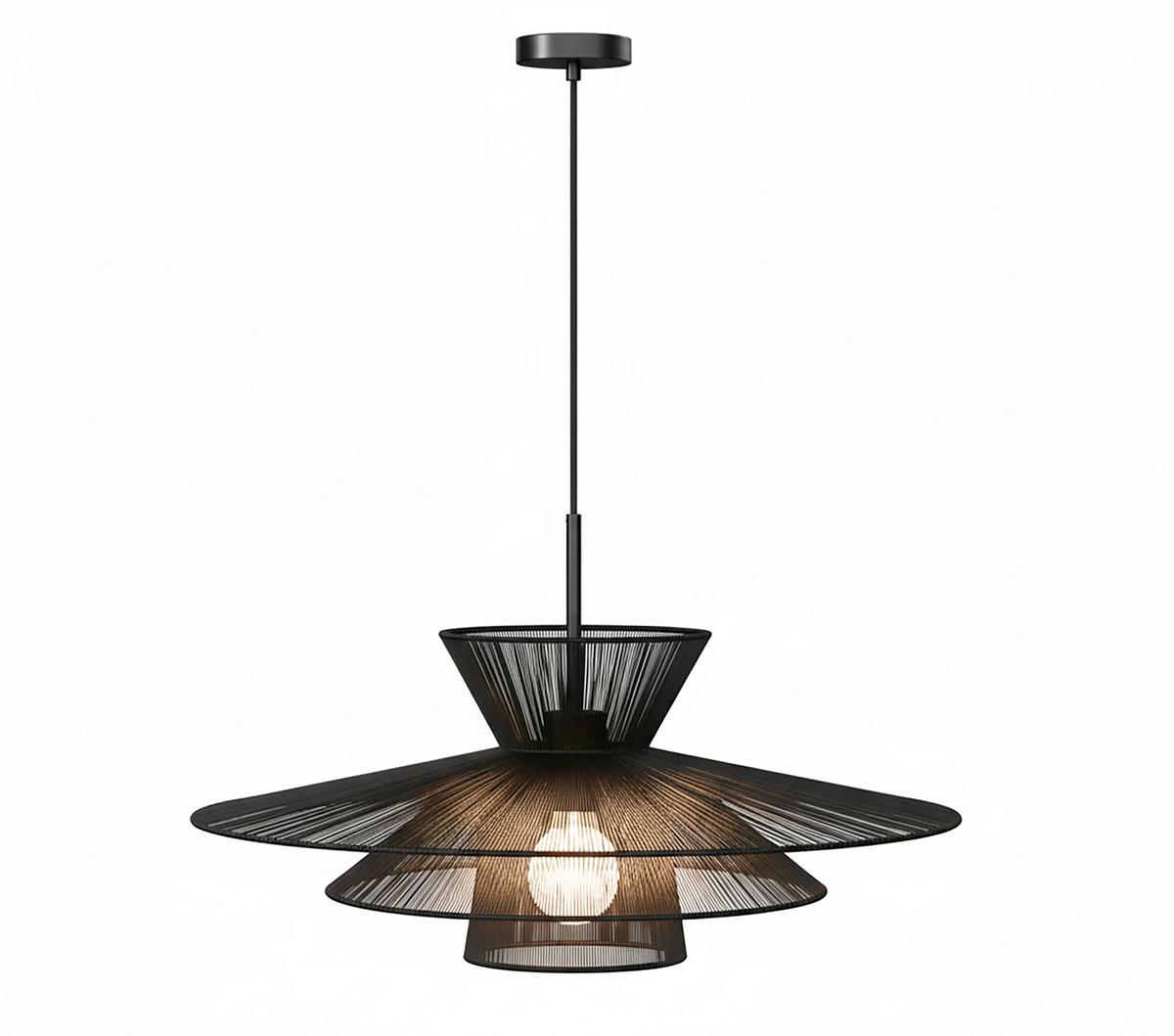 Hängeleuchte Luca Schwarz Baumwolle max. 40 Watt - Schwarz, MODERN, Textil/Metall (80/166/80cm) - Bessagi Garden