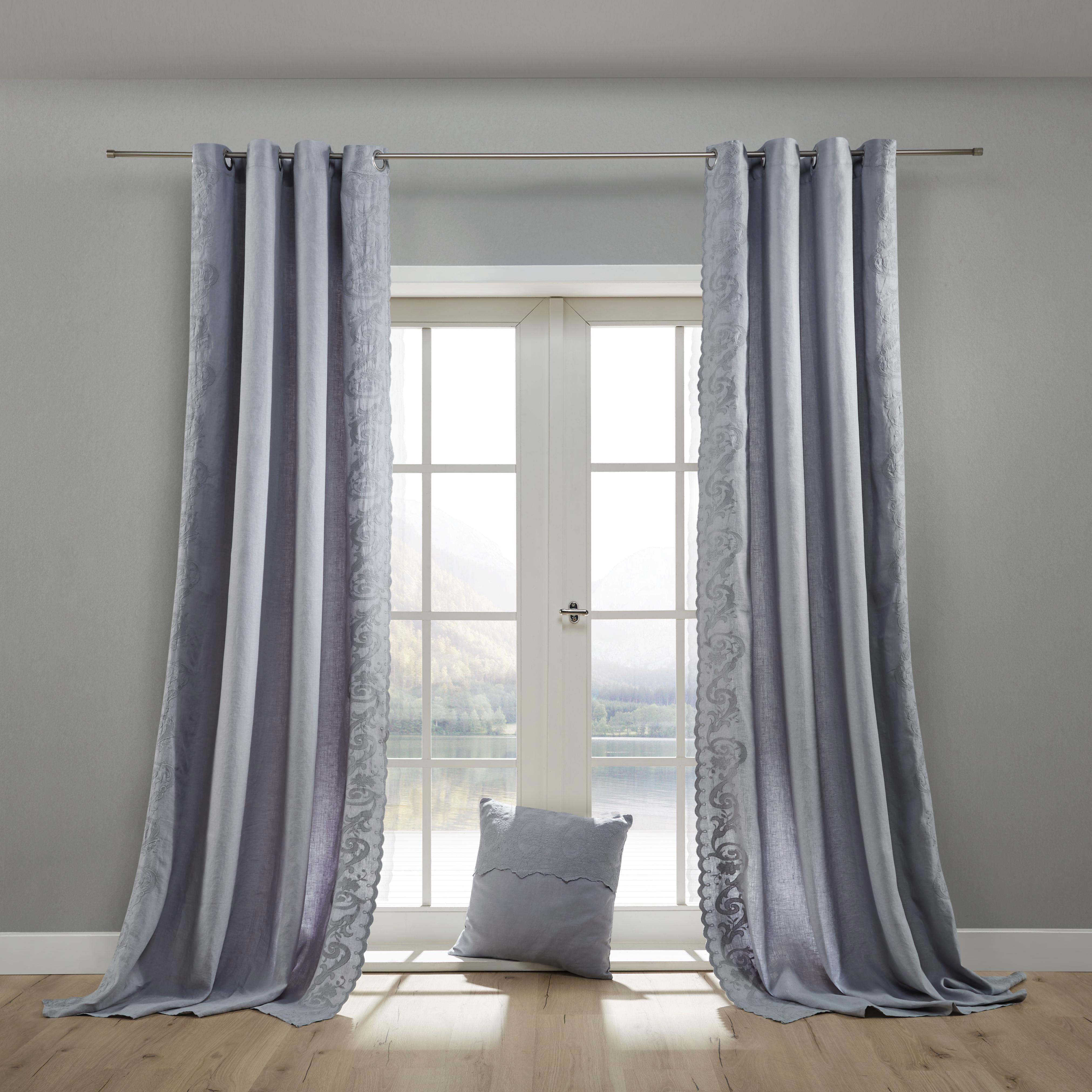 Leinenvorhang in Grau ca. 140x245 cm 'Nele' - Grau, ROMANTIK / LANDHAUS, Textil (140/245cm) - Bessagi Home