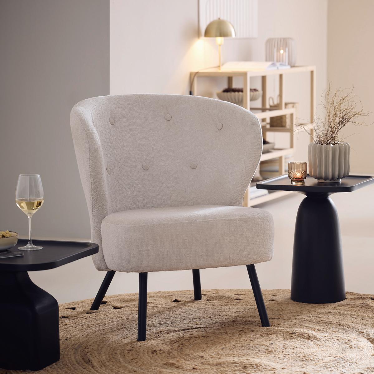 Sessel Floris Beige - Beige/Schwarz, ROMANTIK / LANDHAUS, Holz/Textil (67/77/73cm) - Mömax
