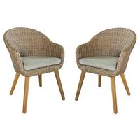 Gartenstuhl-Set Carson 2er-Set Taupe stapelbar - Taupe/Hellbraun, Basics, Holz/Kunststoff (64/53/76cm) - Gardenson