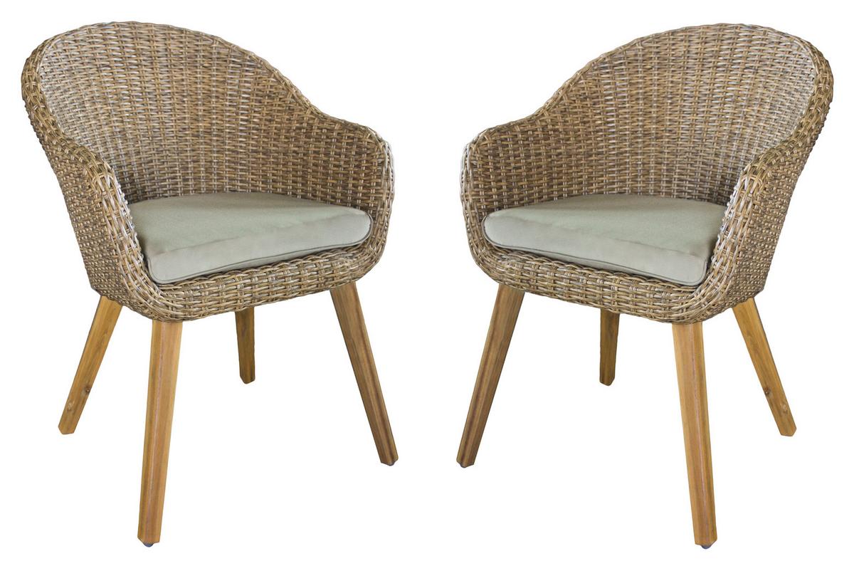 Gartenstuhl-Set Carson 2er-Set Taupe stapelbar - Taupe/Hellbraun, Basics, Holz/Kunststoff (64/53/76cm) - Gardenson