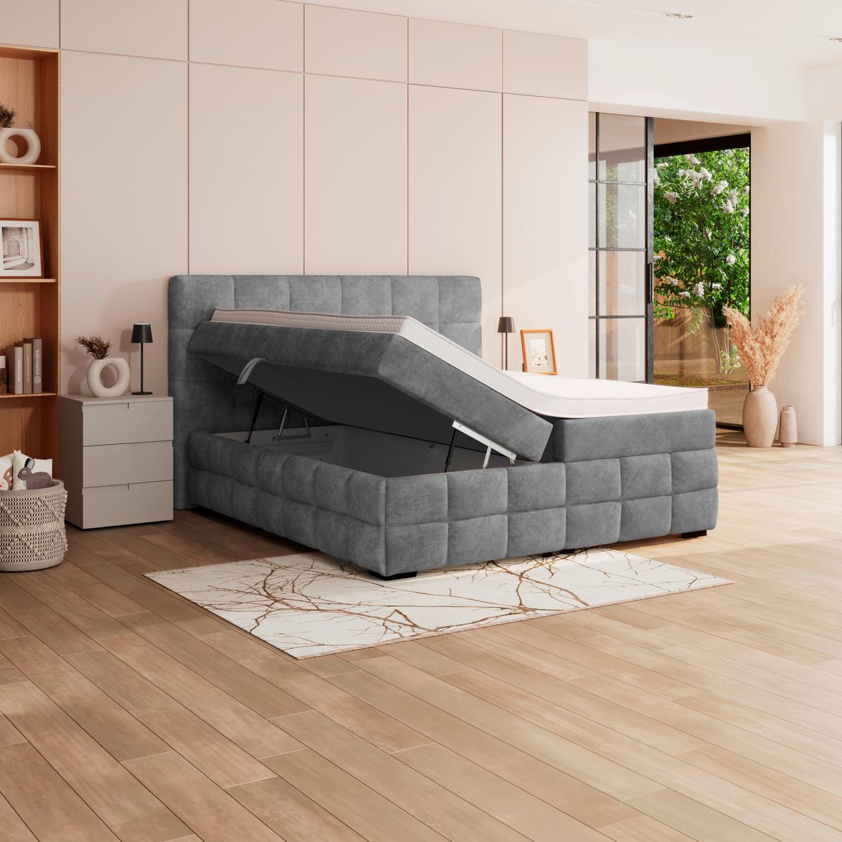 PAT BOX VEGA - verde/gri, Trend, lemn/textil (200/200cm) - Modern Living