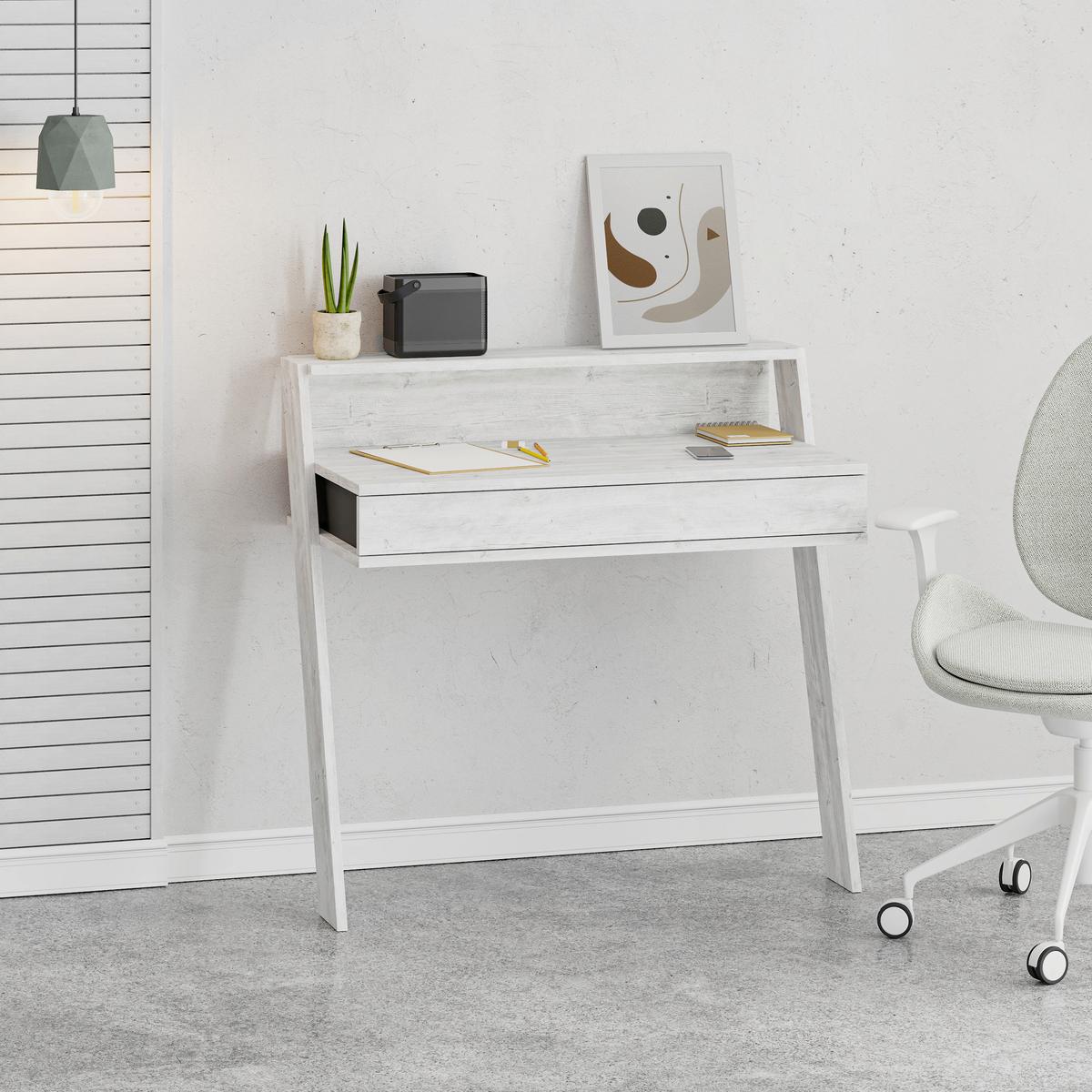 SCHREIBTISCH COWORK WORKING TABLE - Weiss/Anthrazit, Design, Holzwerkstoff (94/50/91cm) - Livetastic