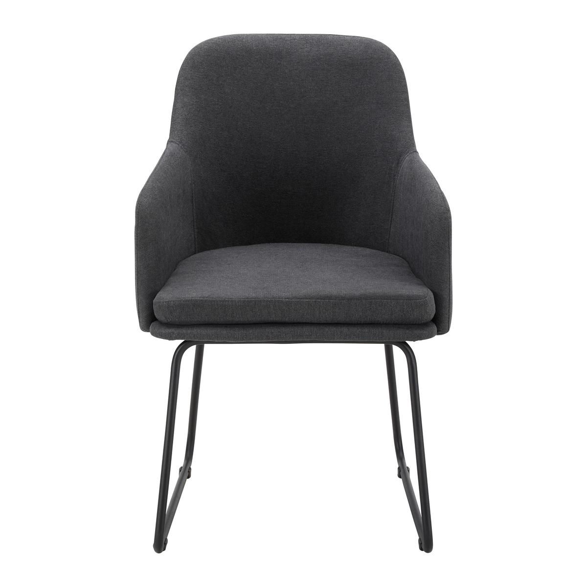 KRZESŁO Z PODŁOKIETNIKAMI MIA - ciemnoszary/czarny, Modern, metal/tkanina (55,5/83/55cm) - Bessagi Home